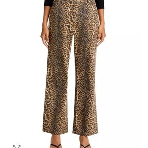 Lucy in Paris Cheetah/Leopard Print, 5 Pocket Wide-Leg Jeans